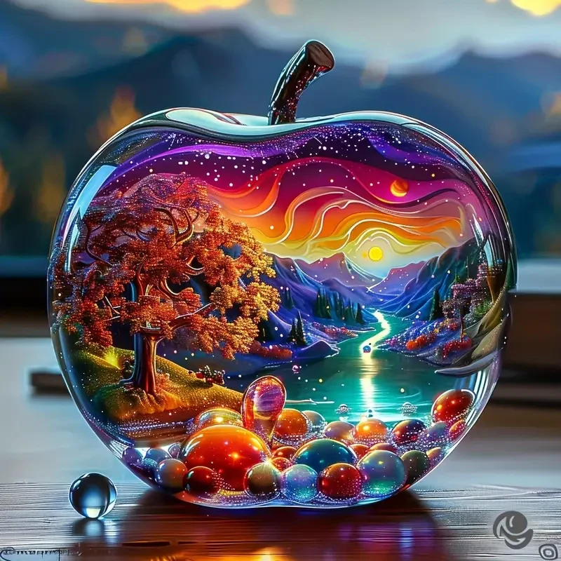 Large Frameless 5D Diamond Art Painting Kit - Crystal Ball Apple (40x40cm)