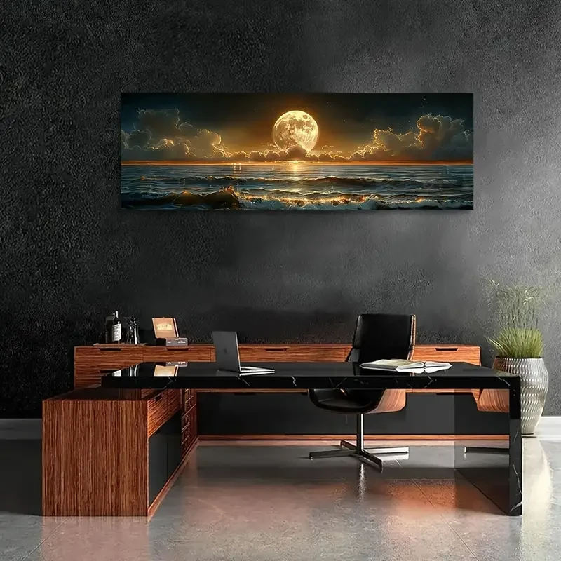 Vibrant Moonlit Sea Landscape Art Print