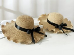 Brown - Women Lady Sun Straw Hat Wide Brim Floppy Derby Summer Beach Cap