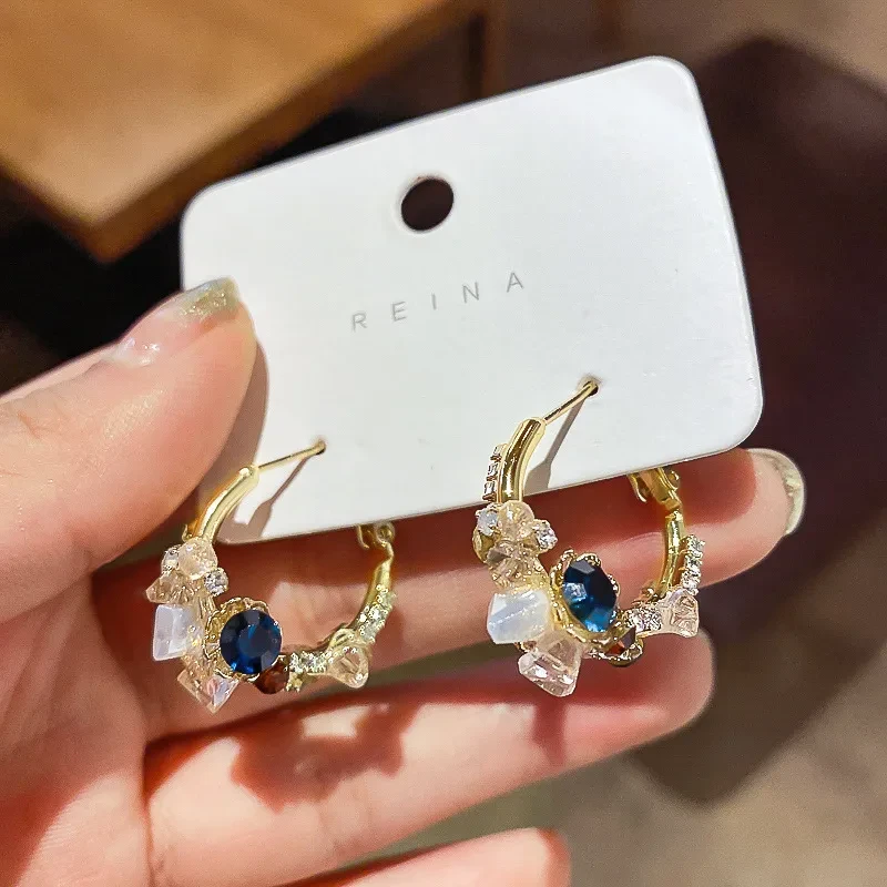 Gold Plated Green Flower Earrings