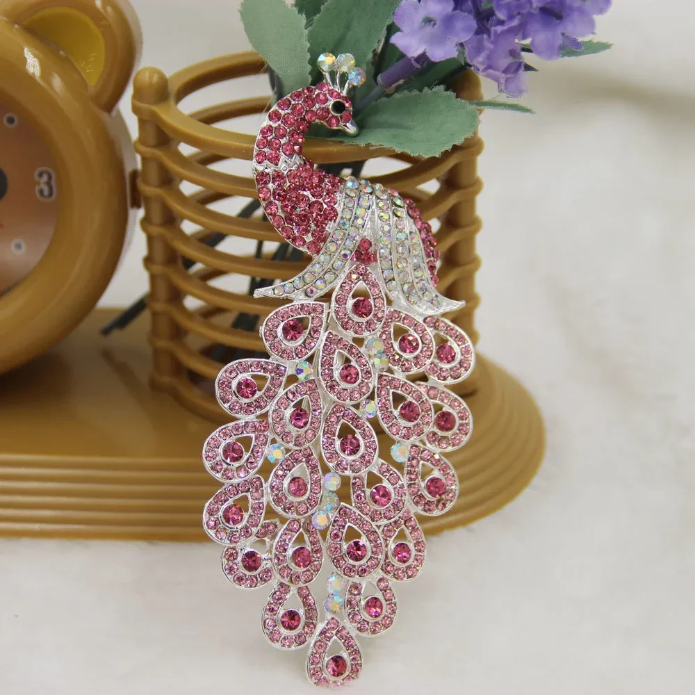 Peacock brooch corsage shawl pin