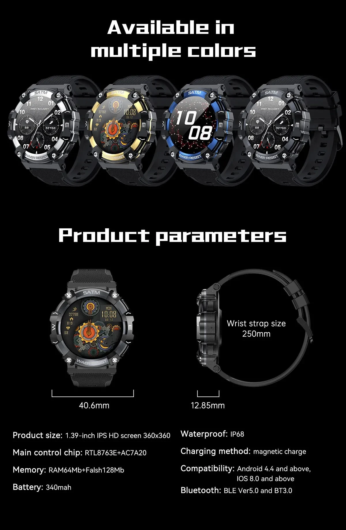 Smart Watch Multi-function Heart Rate Detection Sleep Male