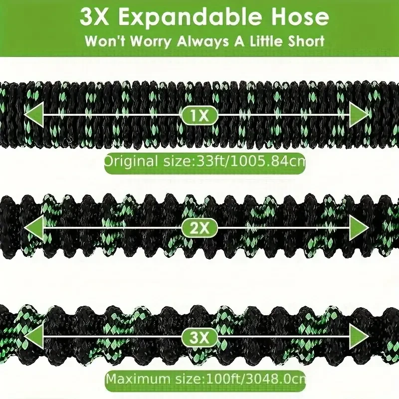 100ft Expandable Garden Hose - Thickened Flexible Water Hose with 10 Function Nozzle and 3/4" Leakproof Brass Connectors