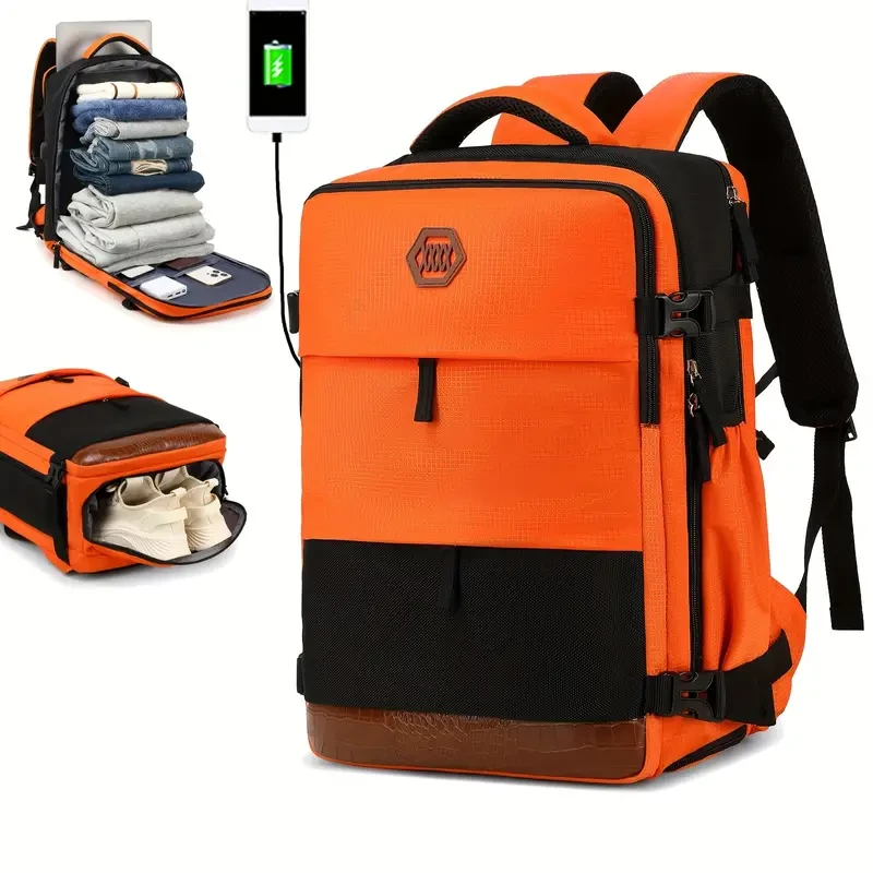 Men's Travel Backpack, Waterproof Computer Backpack, With Shoe Compartment, Computer Carry-on Backpack