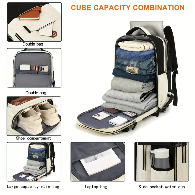 Men's Travel Backpack, Waterproof Computer Backpack, With Shoe Compartment, Computer Carry-on Backpack