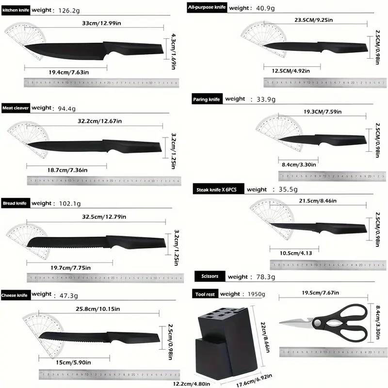 14-Piece Kitchen Knife Set with Self-Sharpening Block