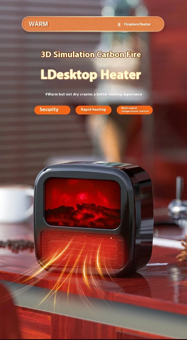 Portable 3D Flame Effect Electric Heater Warmer, Warm Air Fan, Winter Room Radiator and Stove.