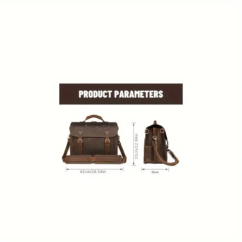 Men's Vintage Leather Computer Bag - Business Tote and Crossbody Bag