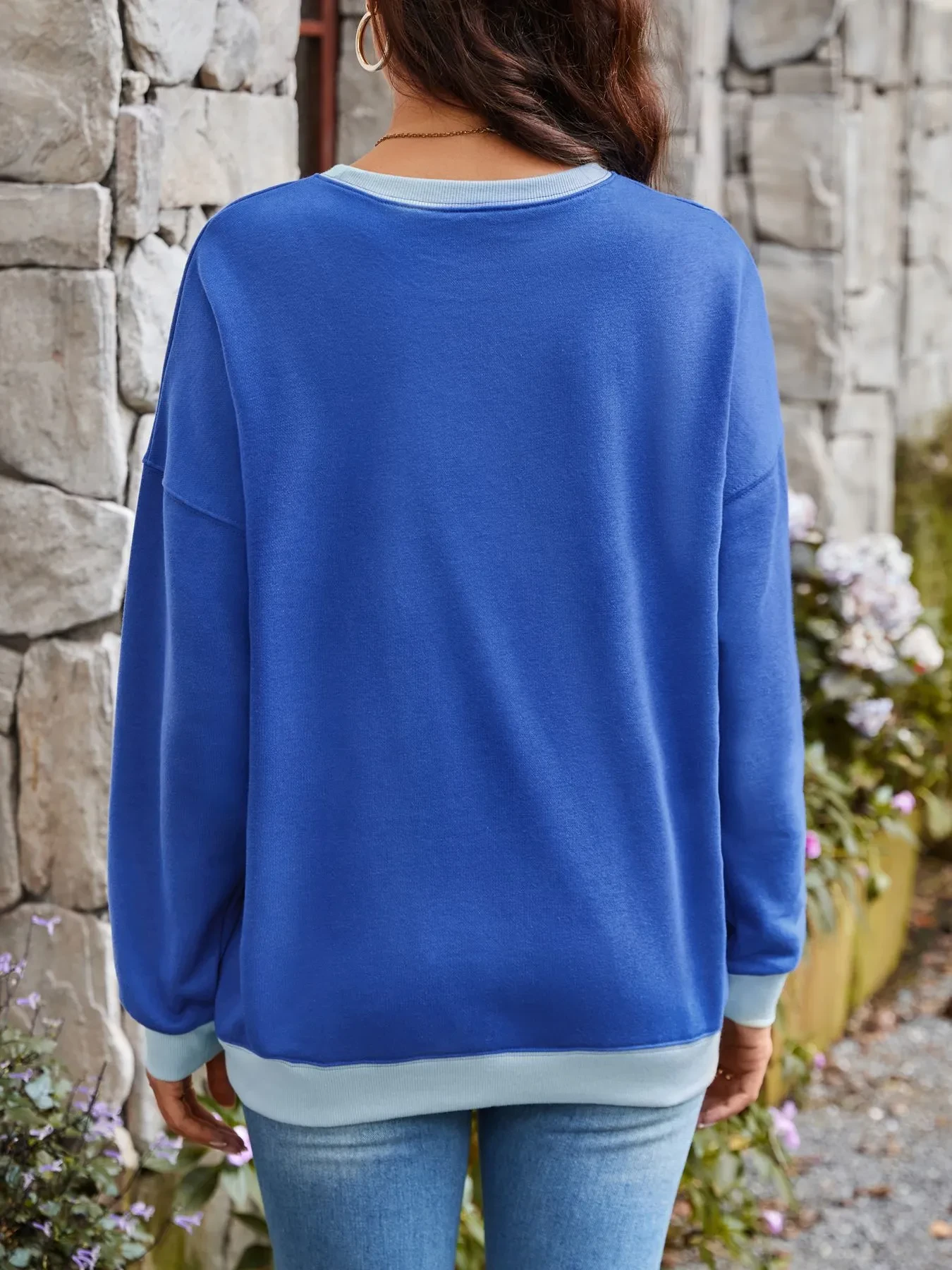 Loose Casual Contrast Color Sweater For Women