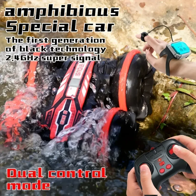Amphibious 4WD Stunt RC Car - 360 Rotation, Gesture Control, All-Terrain