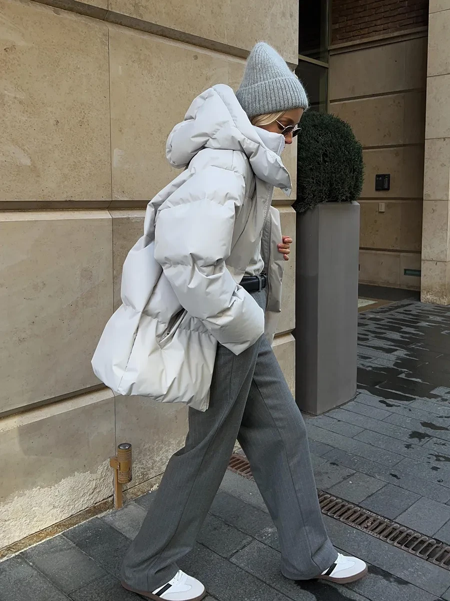 Fashion Coat With Removable Hood Cotton Jacket Winter Warm Windproof Loose Cotton Jacket Loose Parka Outerwear Clothing