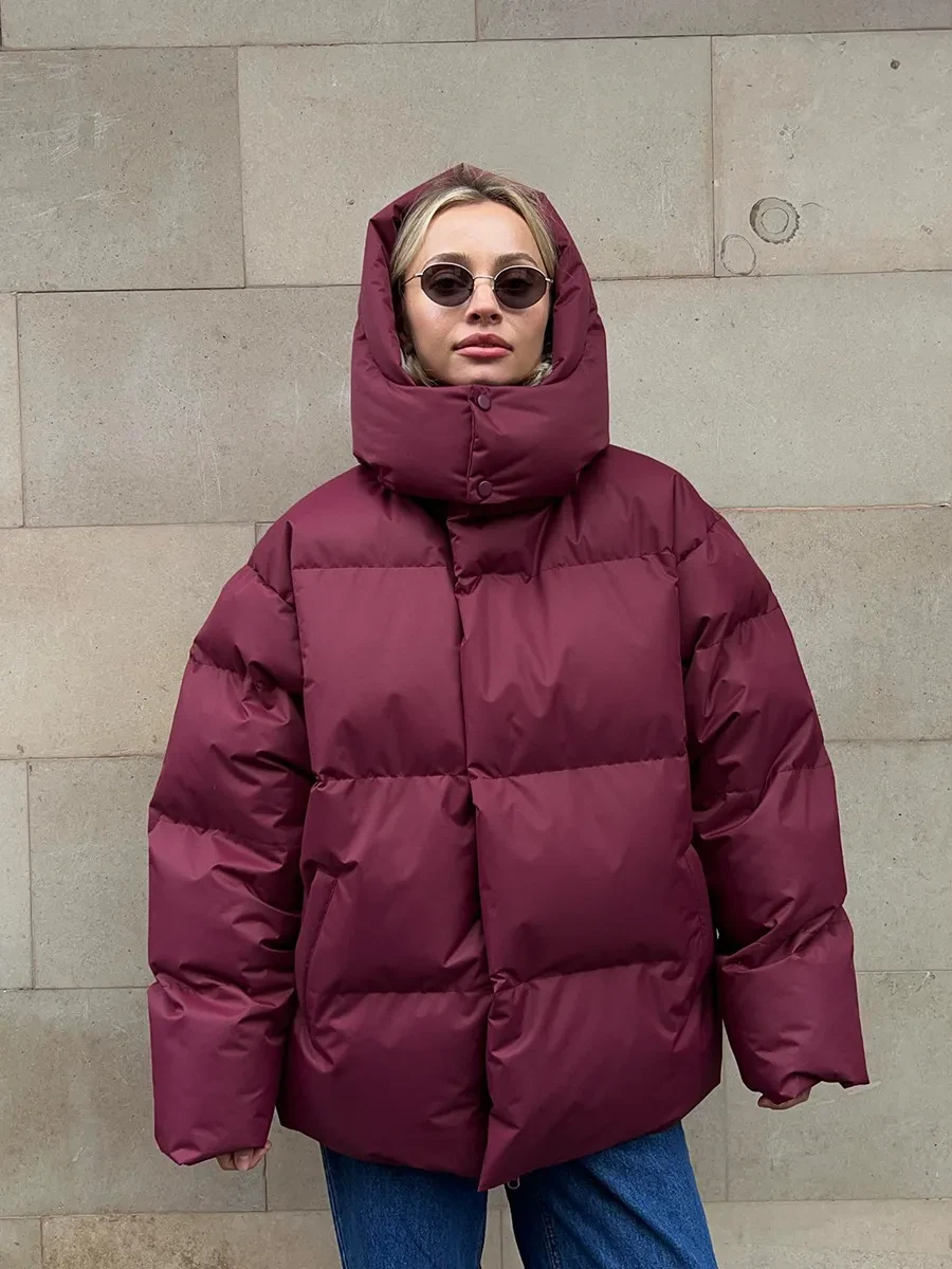 Fashion Coat With Removable Hood Cotton Jacket Winter Warm Windproof Loose Cotton Jacket Loose Parka Outerwear Clothing