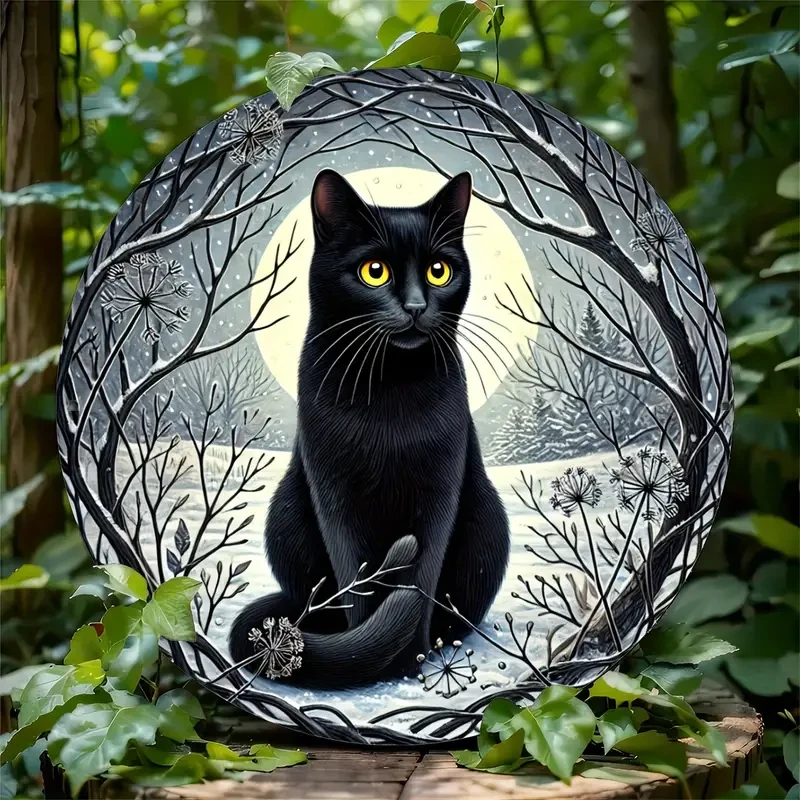 Cat Lover's Delight: 20.32x20.32cm Round Metal Sign