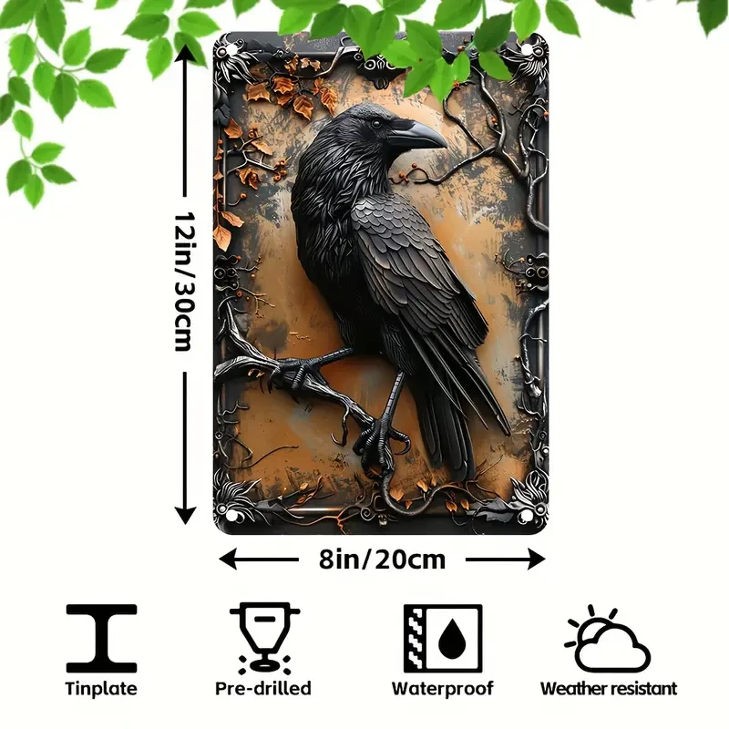 Raven-Inspired Metal Art Sign