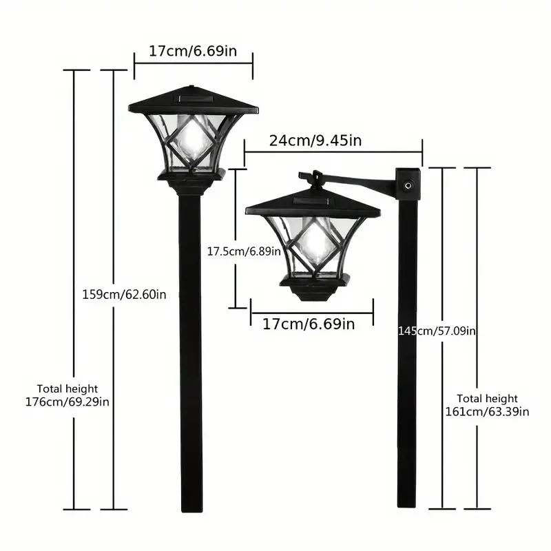 1.7m Solar-Powered LED Garden Lights - Energy-Efficient
