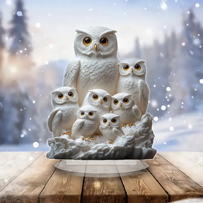 Charming Owl Family Acrylic Decor