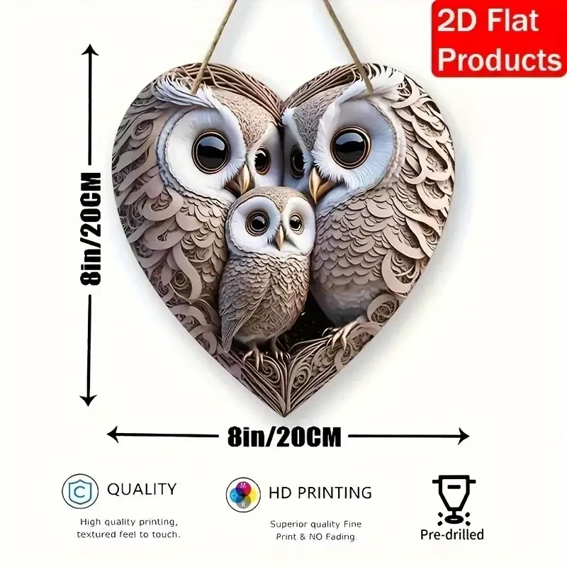 Classic Woodland Owl Family Heart-Shaped Hanging Ornament