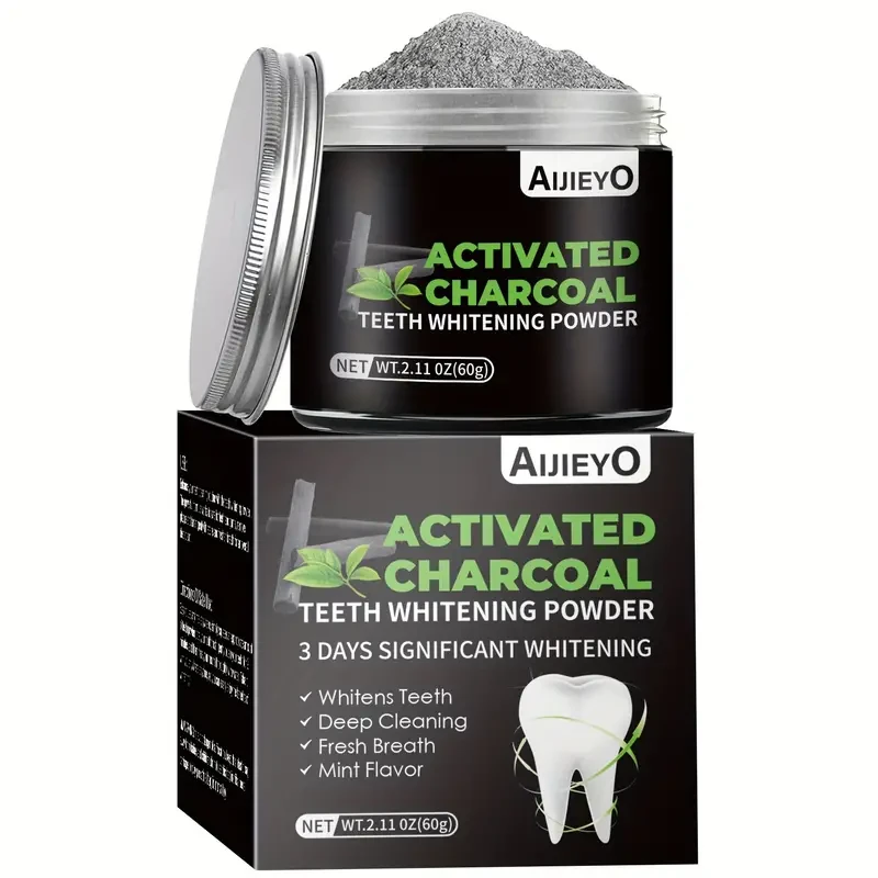 AIJIEYO Activated Charcoal Teeth Whitening Powder Mint Flavor