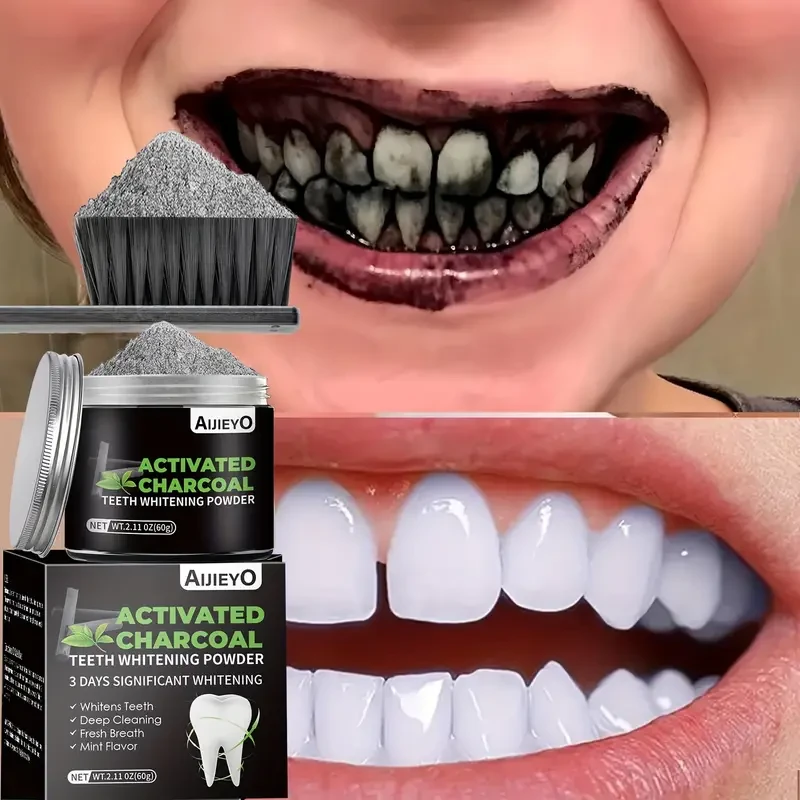 AIJIEYO Activated Charcoal Teeth Whitening Powder Mint Flavor