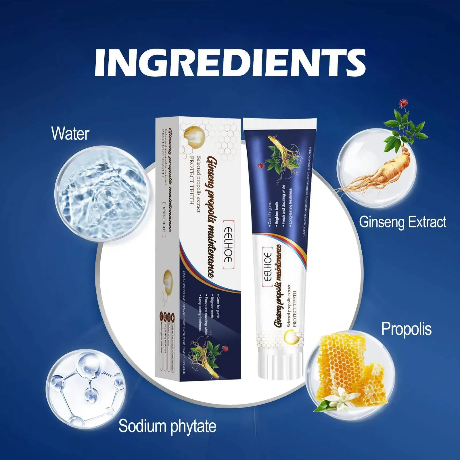 Ginseng & Propolis Whitening Toothpaste Cleaning Stains Oral Odor Teeth & Gums Whitening Toothpaste