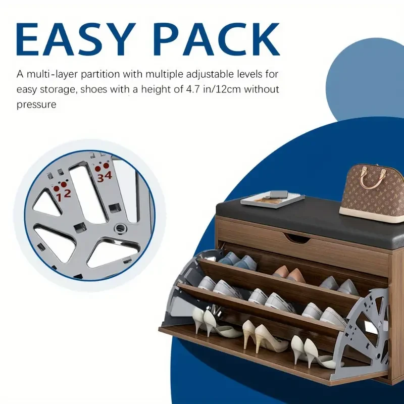 3-Tier Under-Bed Shoe Organizer with Flip Frame - Space-Saving Metal Shoe Rack for Home Storage