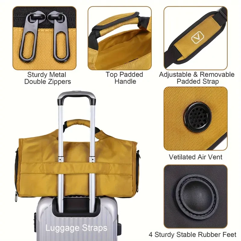 Durable Men's Fitness Duffel: Spacious, Wet/Dry Separation, Adjustable Strap for Gym, Travel & Outdoor