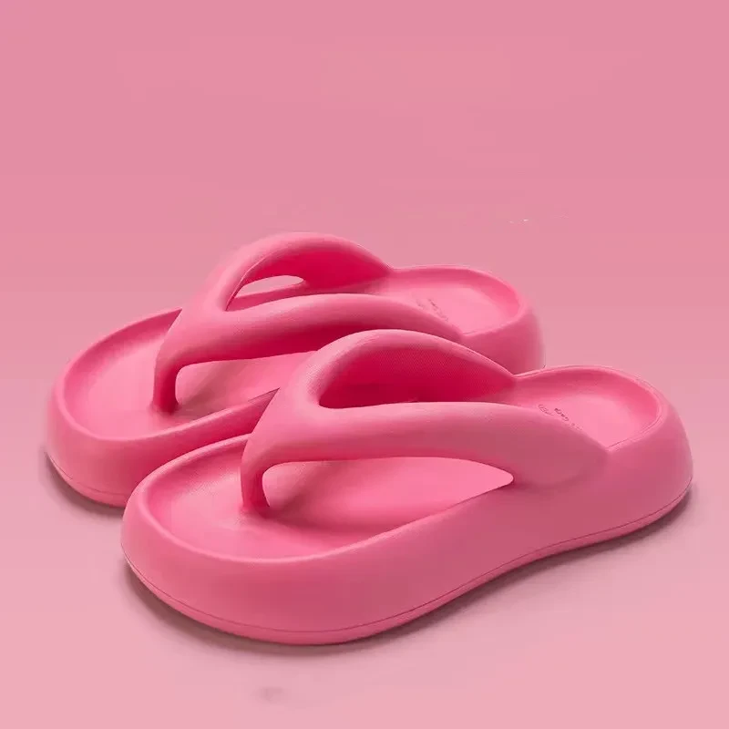 Solid Color Thick-soled Flip-flops Summer Indoor Outdoor