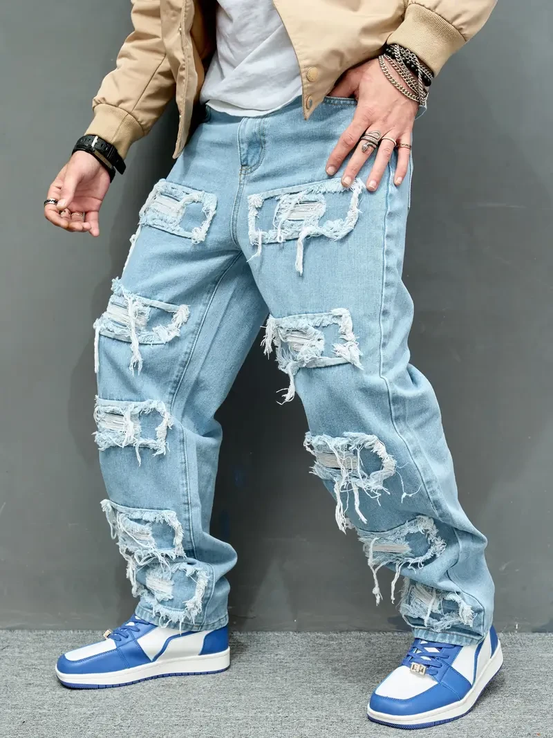 Men's Wide Leg Denim Pants - Casual and Versatile