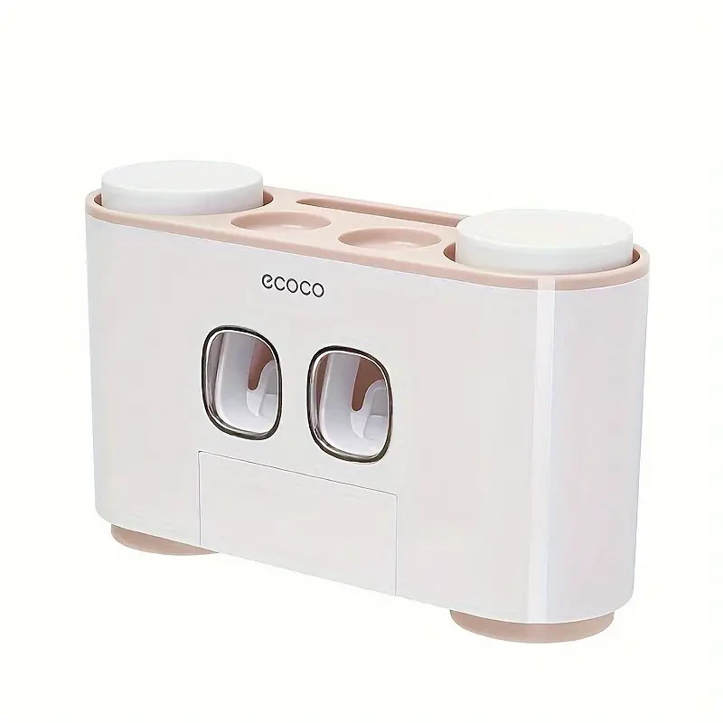 Toothbrush Holder Automatic Toothpaste Dispenser 4 Cup 5 Holder Set