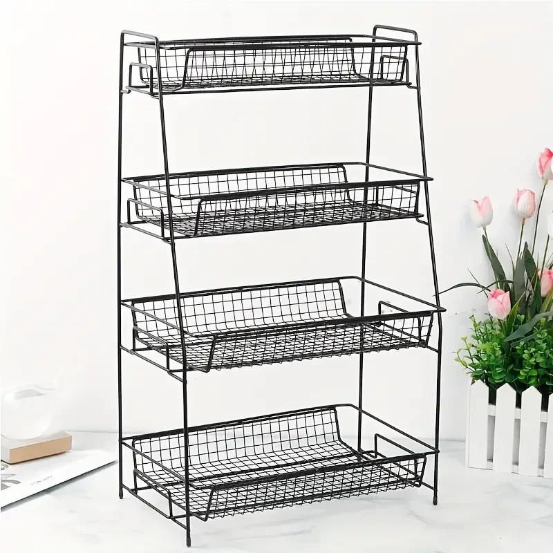 4 Tier Desktop Cosmetic Storage Rack, Steel, Space-Saving Multi-Layer Organizer For Makeup, Spices, Toiletries, And Office Supplies