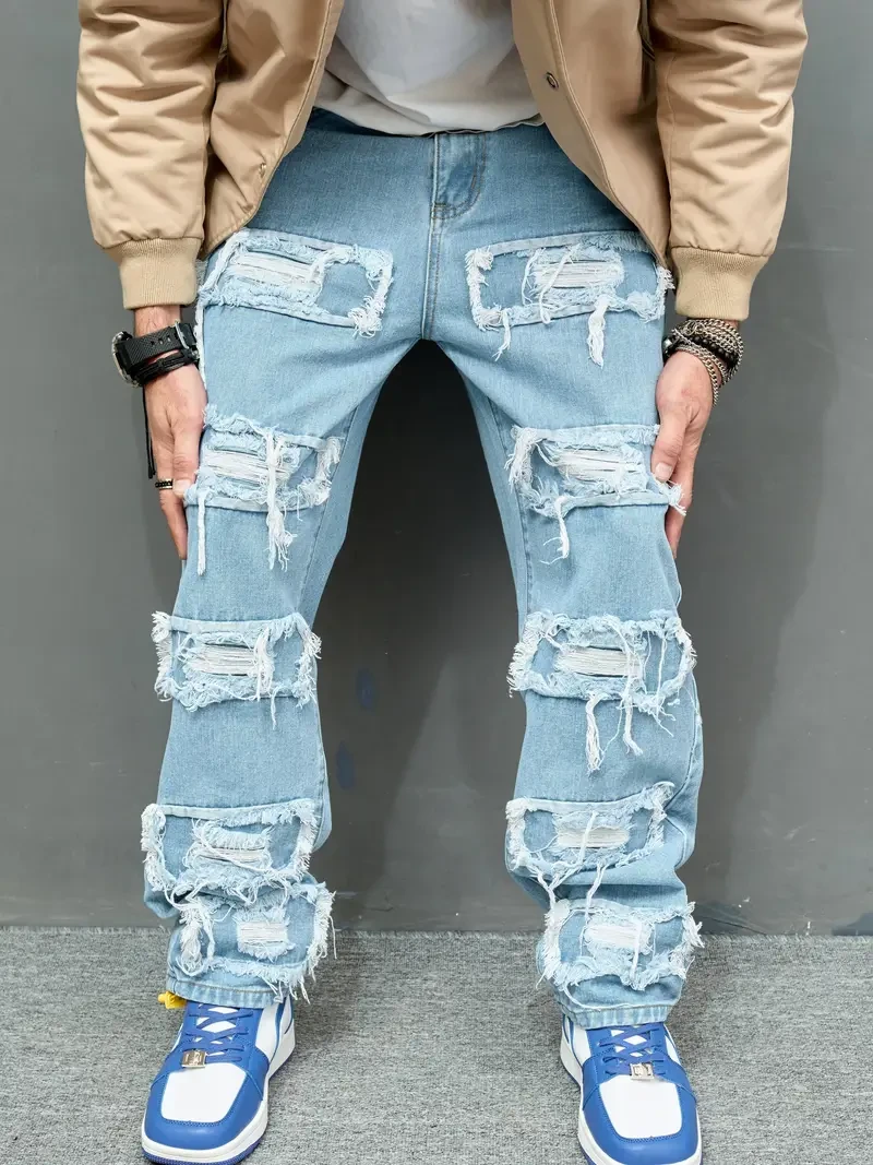 Men's Wide Leg Denim Pants - Casual and Versatile