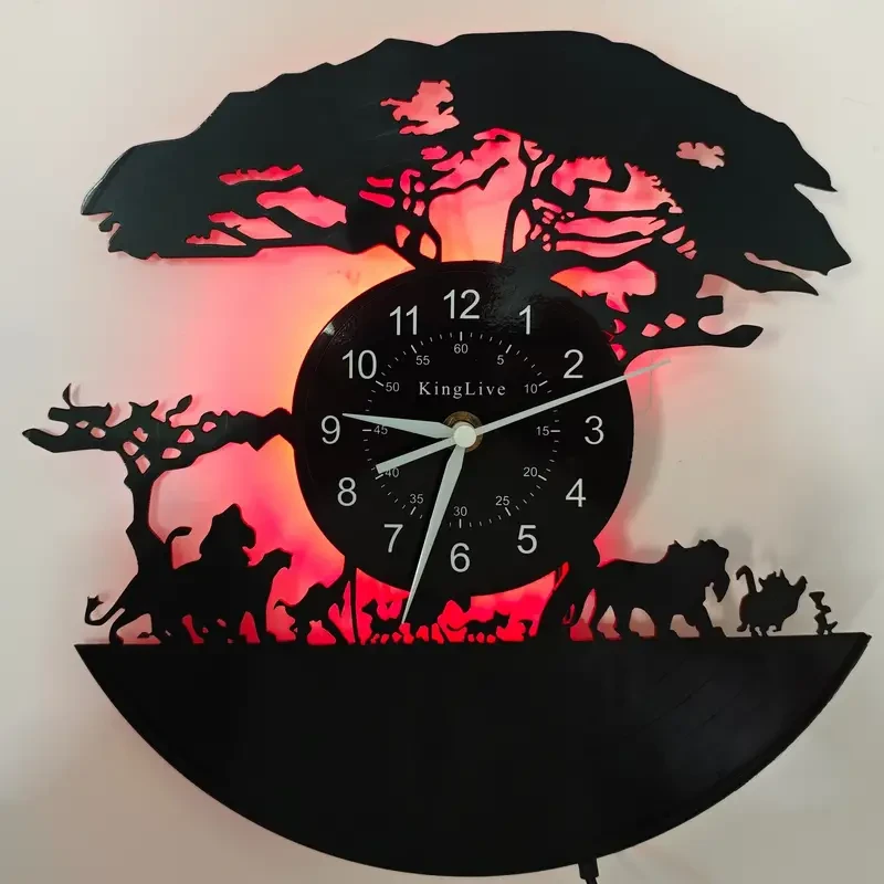 Animal Silhouette Vinyl Wall Clock with Glowing Backlight