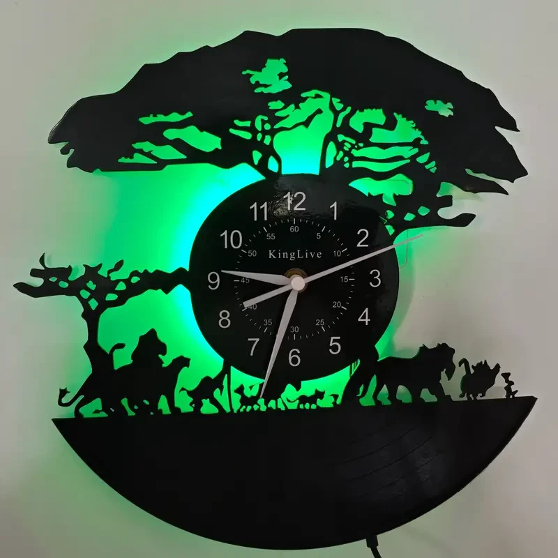 Animal Silhouette Vinyl Wall Clock with Glowing Backlight
