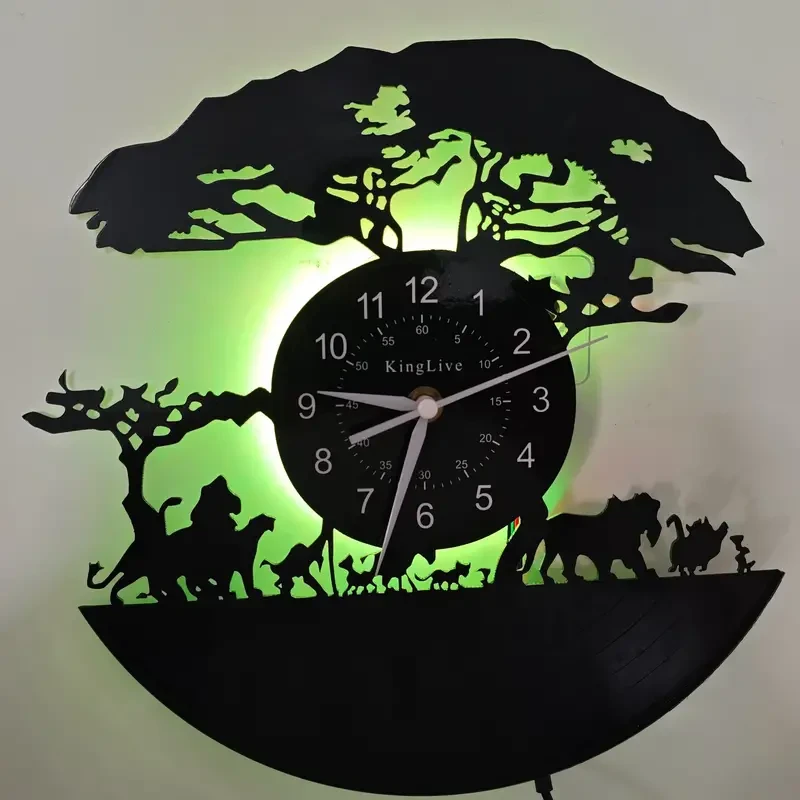 Animal Silhouette Vinyl Wall Clock with Glowing Backlight