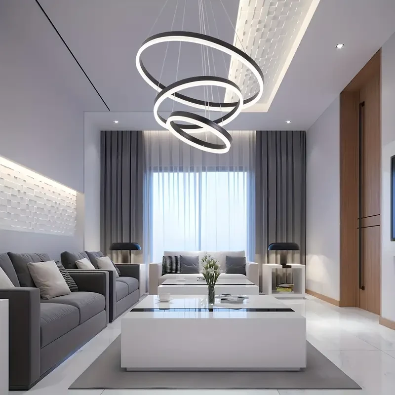 LYOOWNG Modern LED Chandelier 3-Ring Design
