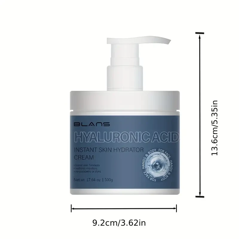 500G Ultra-Hydrating Body & Face Moisturizer Lotion - Rich in Hyaluronic Acid, Vitamin E, and Plant Squalane for Soft, Smooth, and Firm Skin - Suitable for Dry Skin, Hands, Feet, and Face for Women and Men