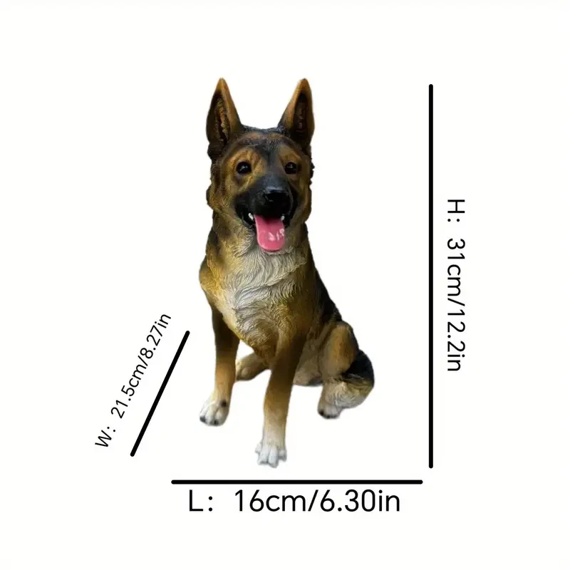 German Shepherd Resin Statue for Indoor Display or Outdoor Garden Decoration