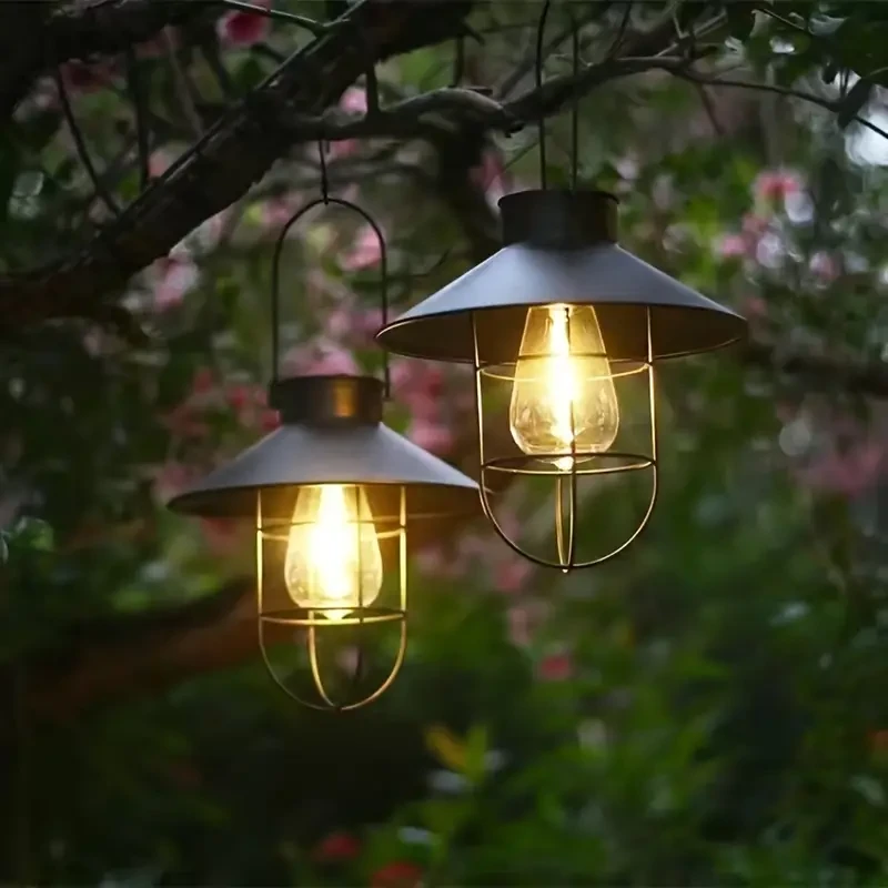 1pc Vintage Solar LED Hanging Lantern