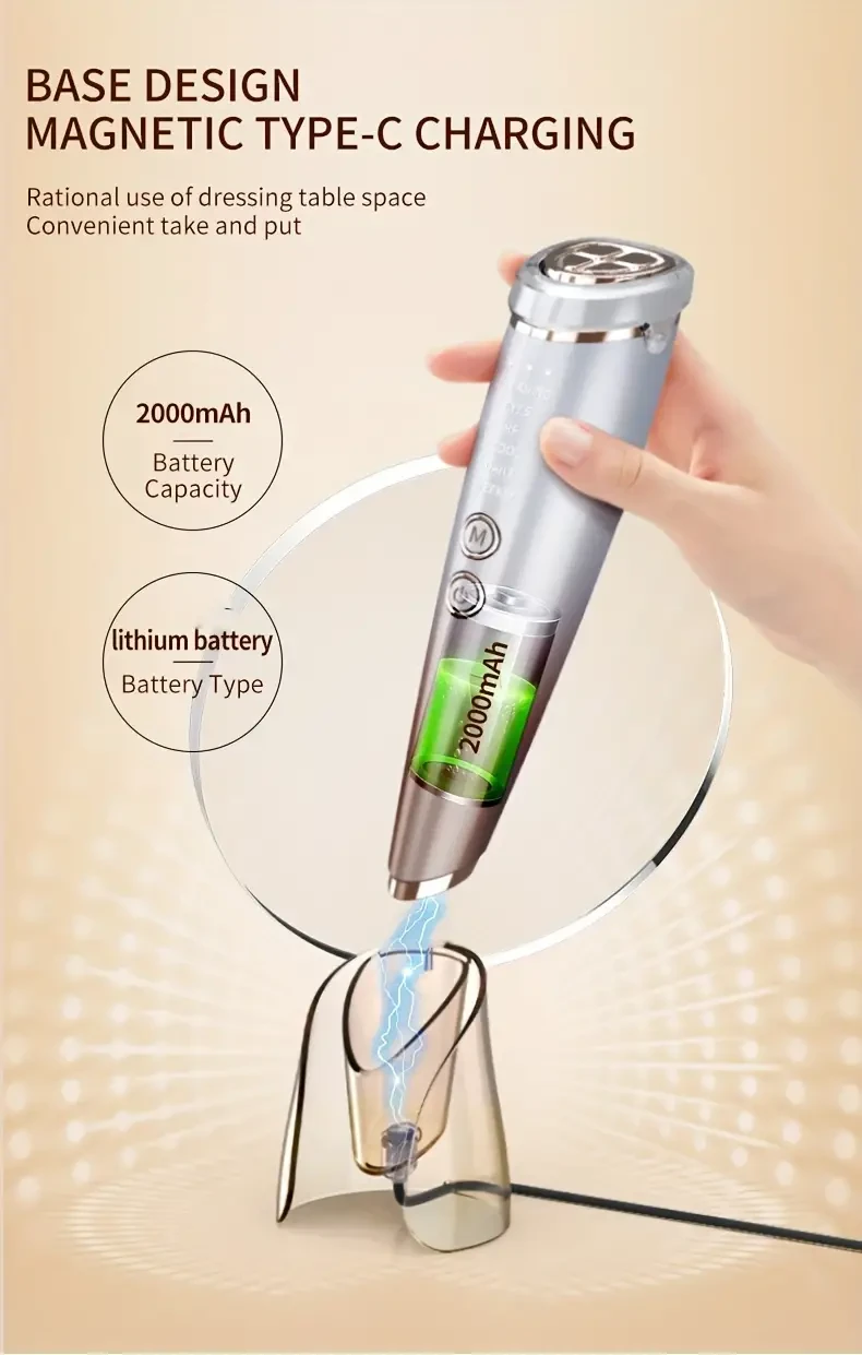 Rechargeable Multifunctional Facial Skin Care Device, USB Charging, 2000mAh Lithium Polymer Battery, Low Voltage Beauty Tool for Home Use, Ideal Gift for Women