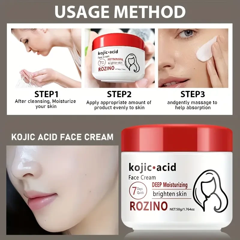 50g Kojic Acid Face Cream, Natural Curved Acid Cream Can Go Spots, Black Spots, Age Spots, Deep Clean Facial Spots, Moisturizing Face Skin !