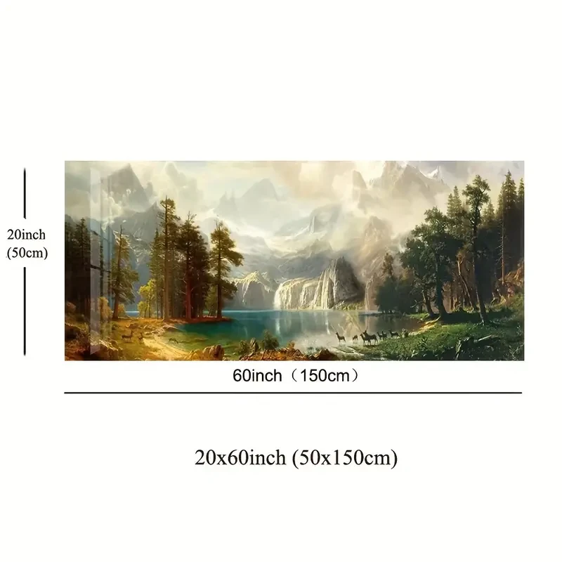 Stunning Large Canvas Art Poster - Snowy Mountains, Lakes & Forest Animals