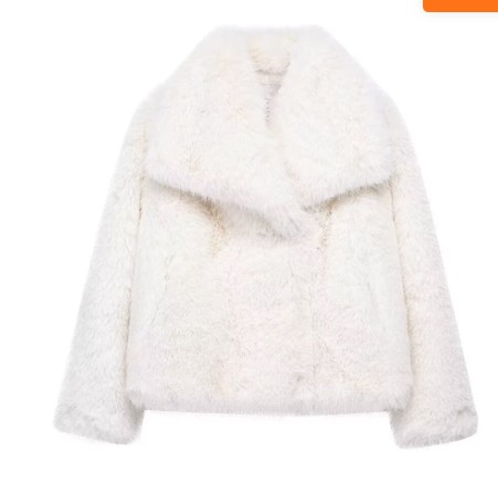 Winter Plush Thicken Lapel Coat - Womens Casual Long Sleeve Outerwear