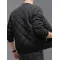 Mens Rhombic-Sewing Cotton Coat Thickened Winter Baseball Jacket with Casual Solid Color Design