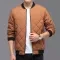 Mens Rhombic-Sewing Cotton Coat Thickened Winter Baseball Jacket with Casual Solid Color Design
