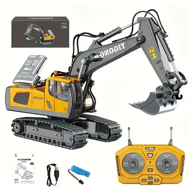 2.4G Remote Control Alloy Excavator: Construction Vehicle Toy Car, Simulation Model Toy Car, Party Birthday Gift Halloween Christmas Gift