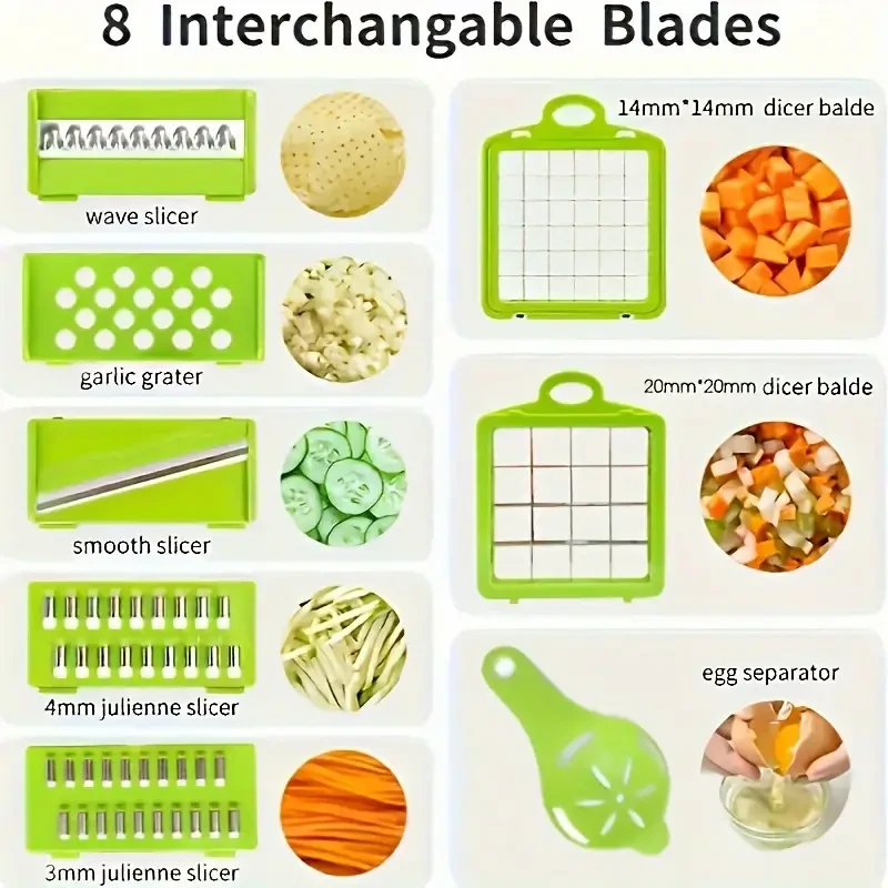 16-in-1 Multifunctional Vegetable Chopper Manual Slicer & Dicer with Container
