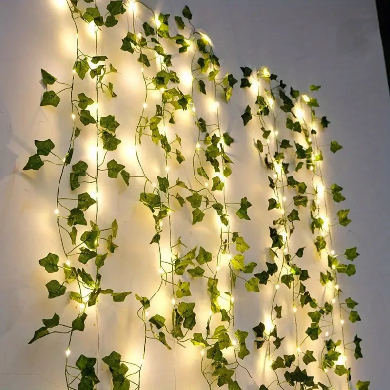 5.0m Artificial Ivy Leaf Plants with LED String Lights Green Vine Garland