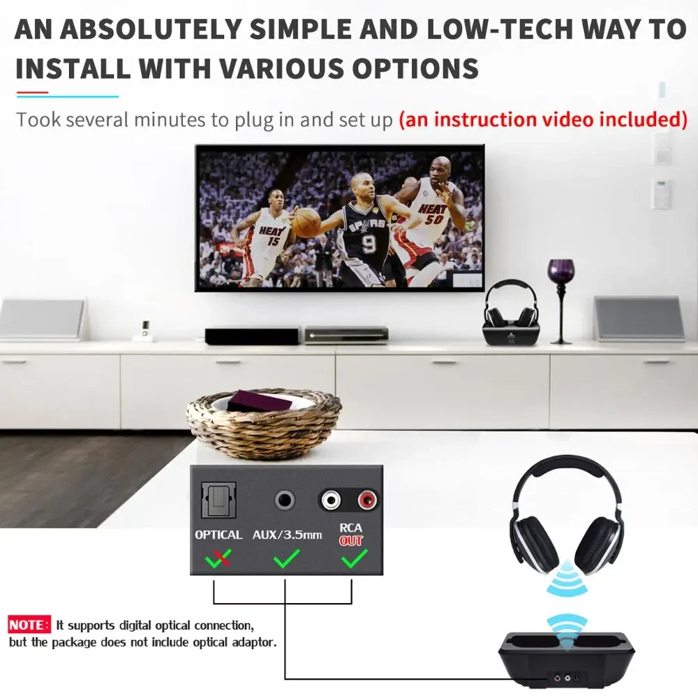 TV Wireless Headphones On-ear Bass