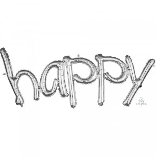 Script Phrase Balloon happy Silver