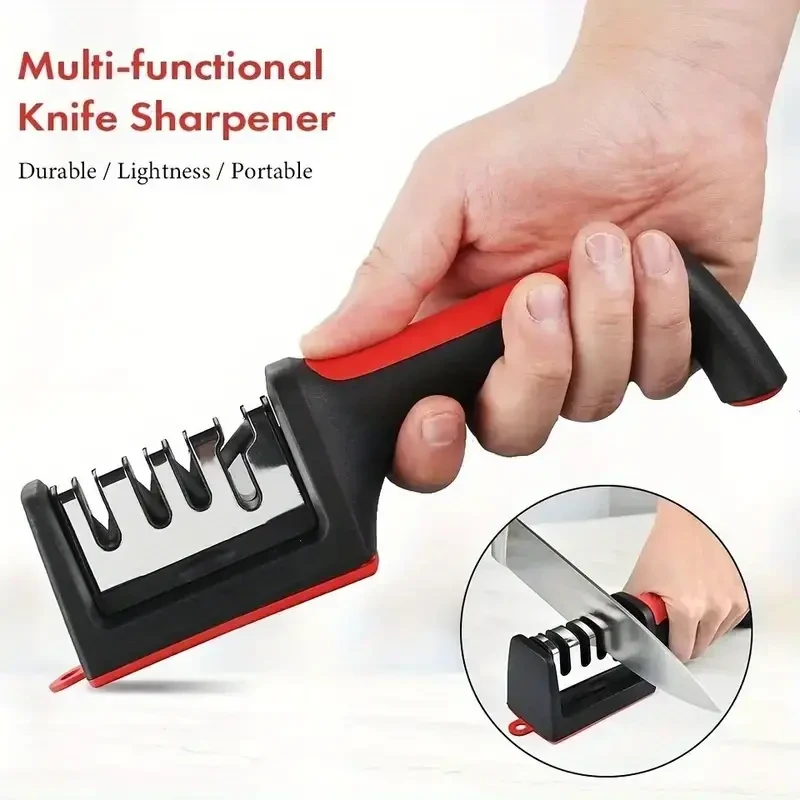 4-Stage Professional Knife Sharpener Diamond and Ceramic Rods, Safe Design